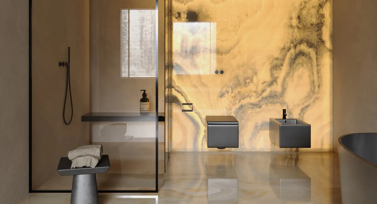 Оникс Onice Ivory в интерьере (отделка стен / стены)